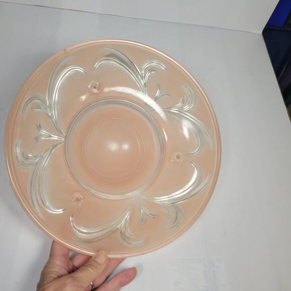 Vintage Ceiling Light Fixture, Pink Round Light Globe, 3 Chain Art Deco - Picture 10 of 10